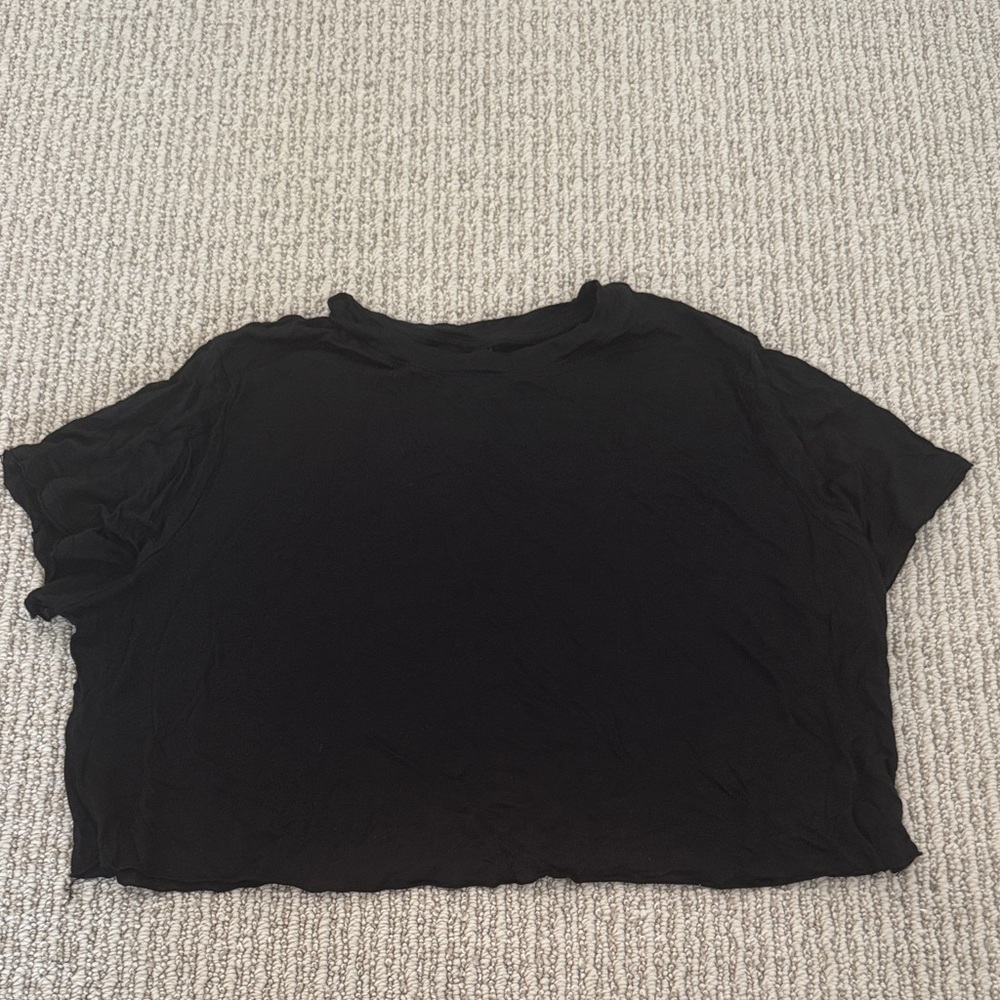 Skims Black Short Sleeve Tee Cropped